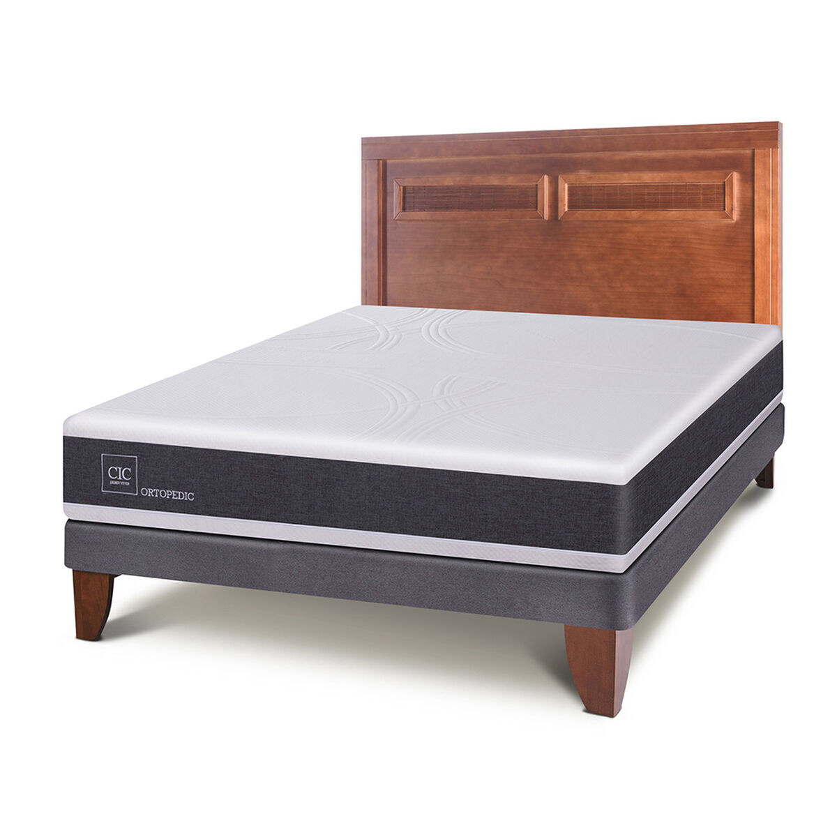 Cama Europea CIC 2 Plazas New Ortopedic + Respaldo Milán