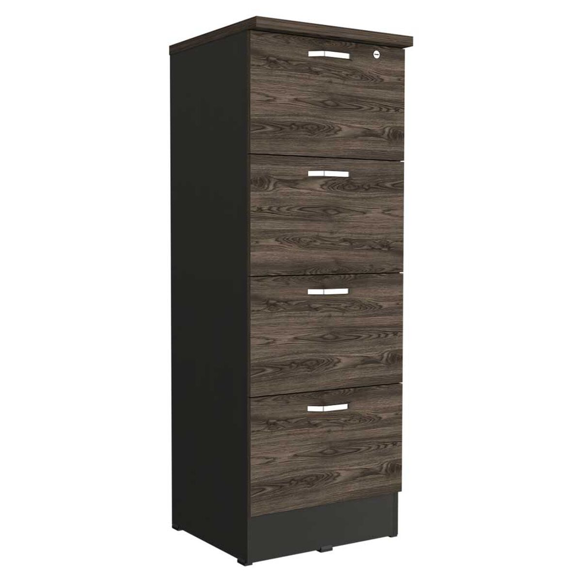 Mueble Archivador TuHome Home Office 1 Puerta 4 Cajones Negro Soft Coñac