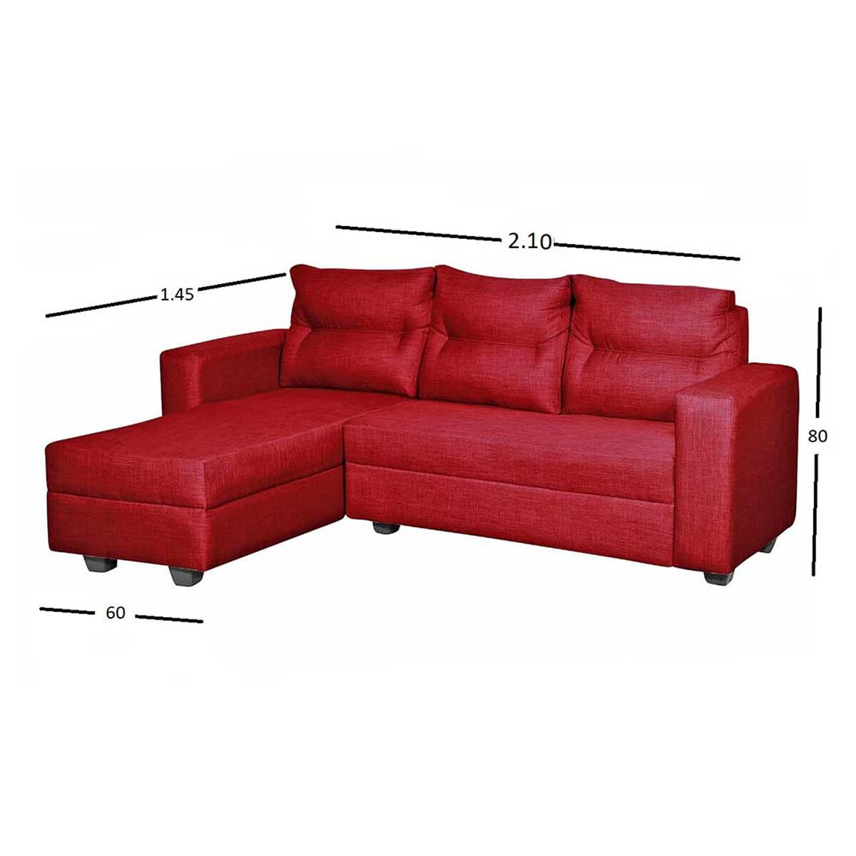 Sofá Seccional Derecho Diseño A&M Home Denis 3 Cuerpos Burdeo