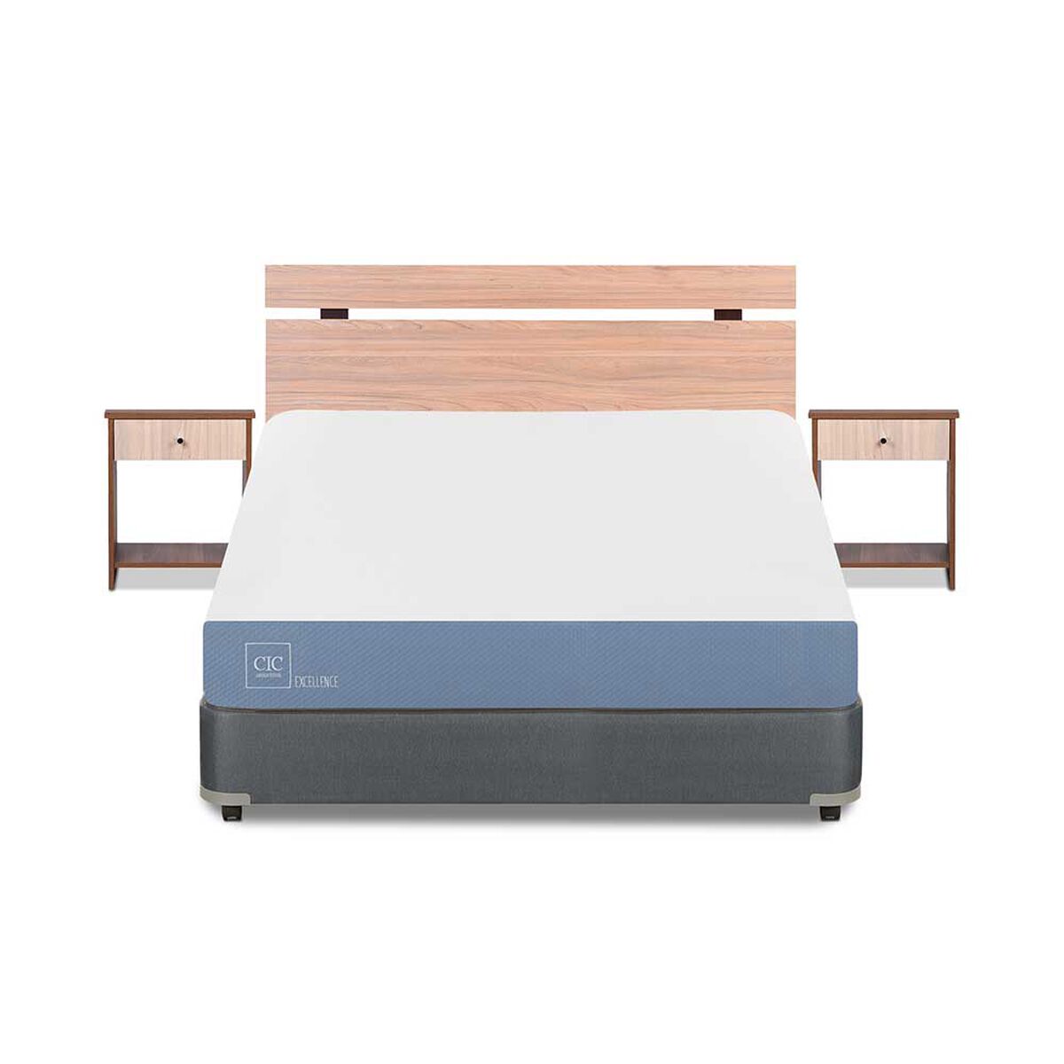 Cama Americana CIC 2 PlazasExcellence + Respaldo + 2 Veladores