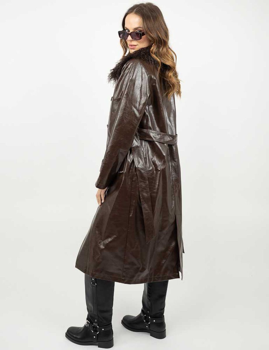 Chaqueta Larga Ecocuero Mujer Soviet