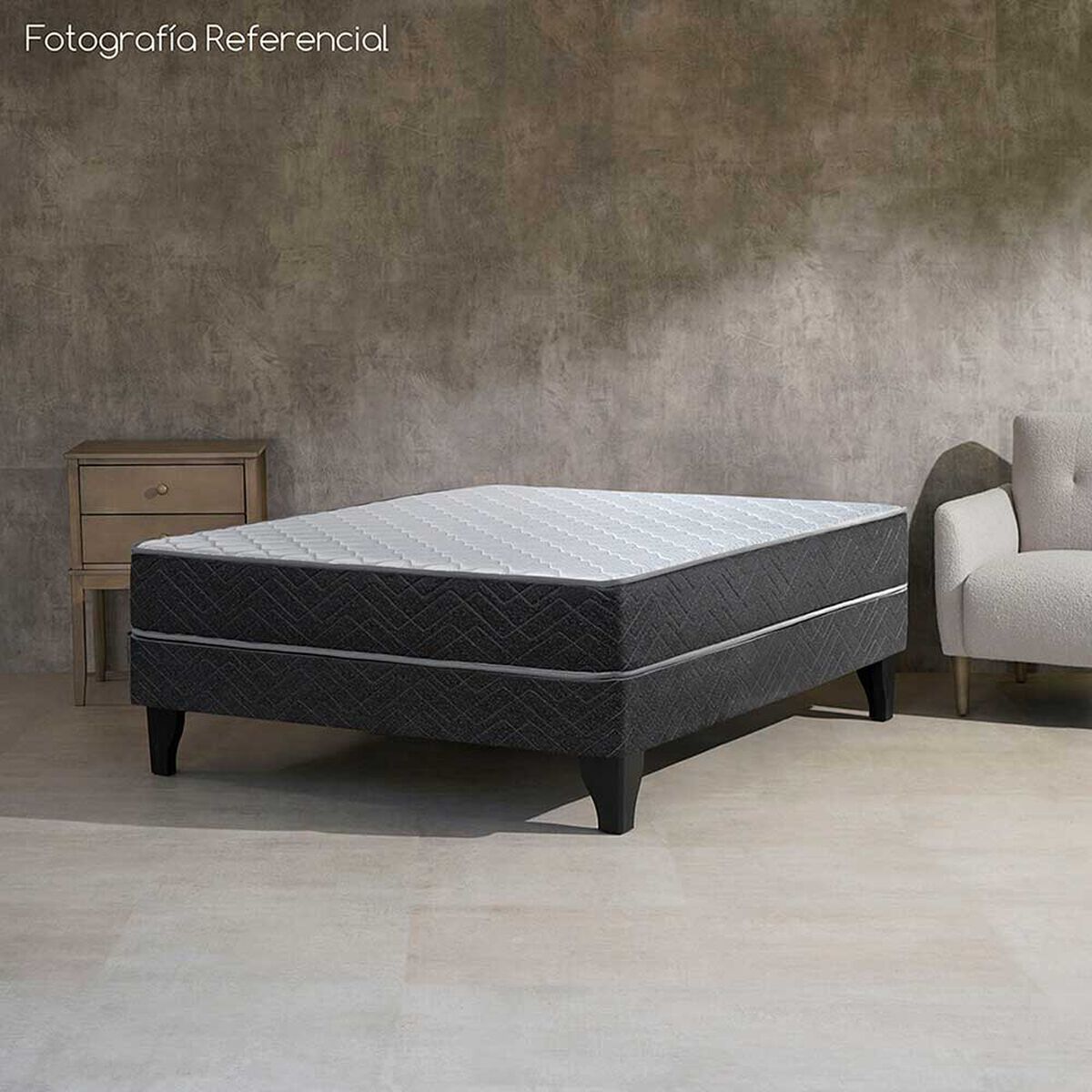 Cama Europea Celta 2 Plazas Respaldo + 2 Veladores Cádiz