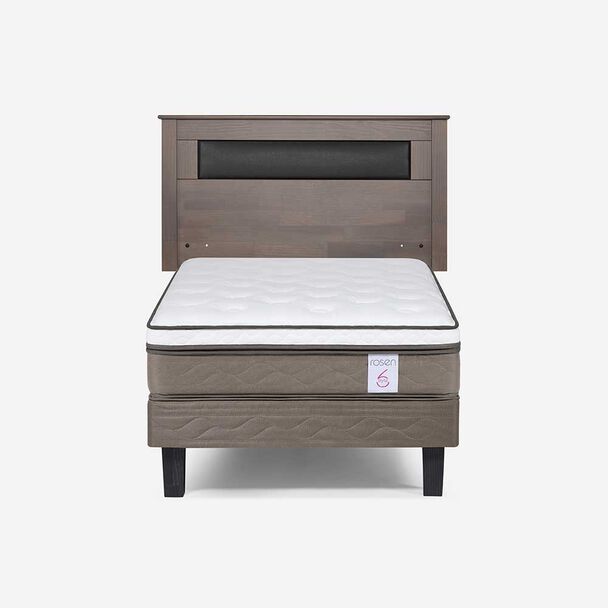 Cama Europea Rosen 1,5 Plazas New style 6 + Respaldo Ferrera Gris
