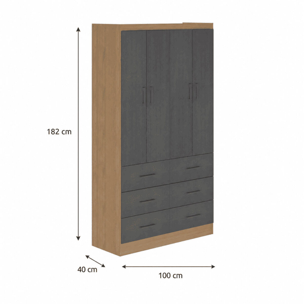 Closet Exit 4 Puertas 6 Cajones Roble Grafito