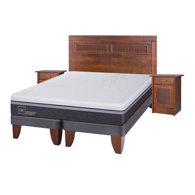 Cama Europea CIC Base Dividida 2 Plazas Ortopedic Advance + Respaldo + 2 Veladores