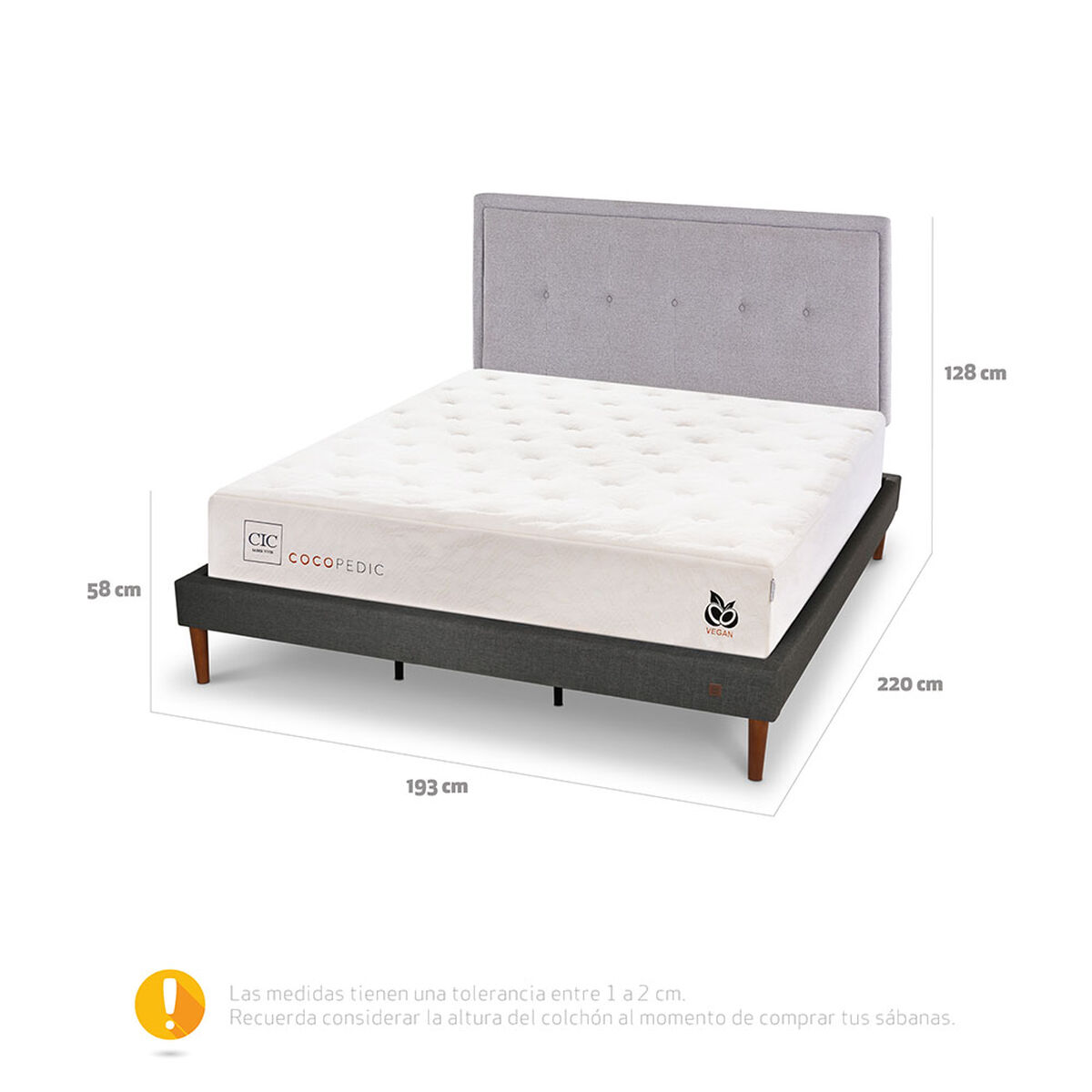 Cama Europea CIC Base Normal King Cocopedic