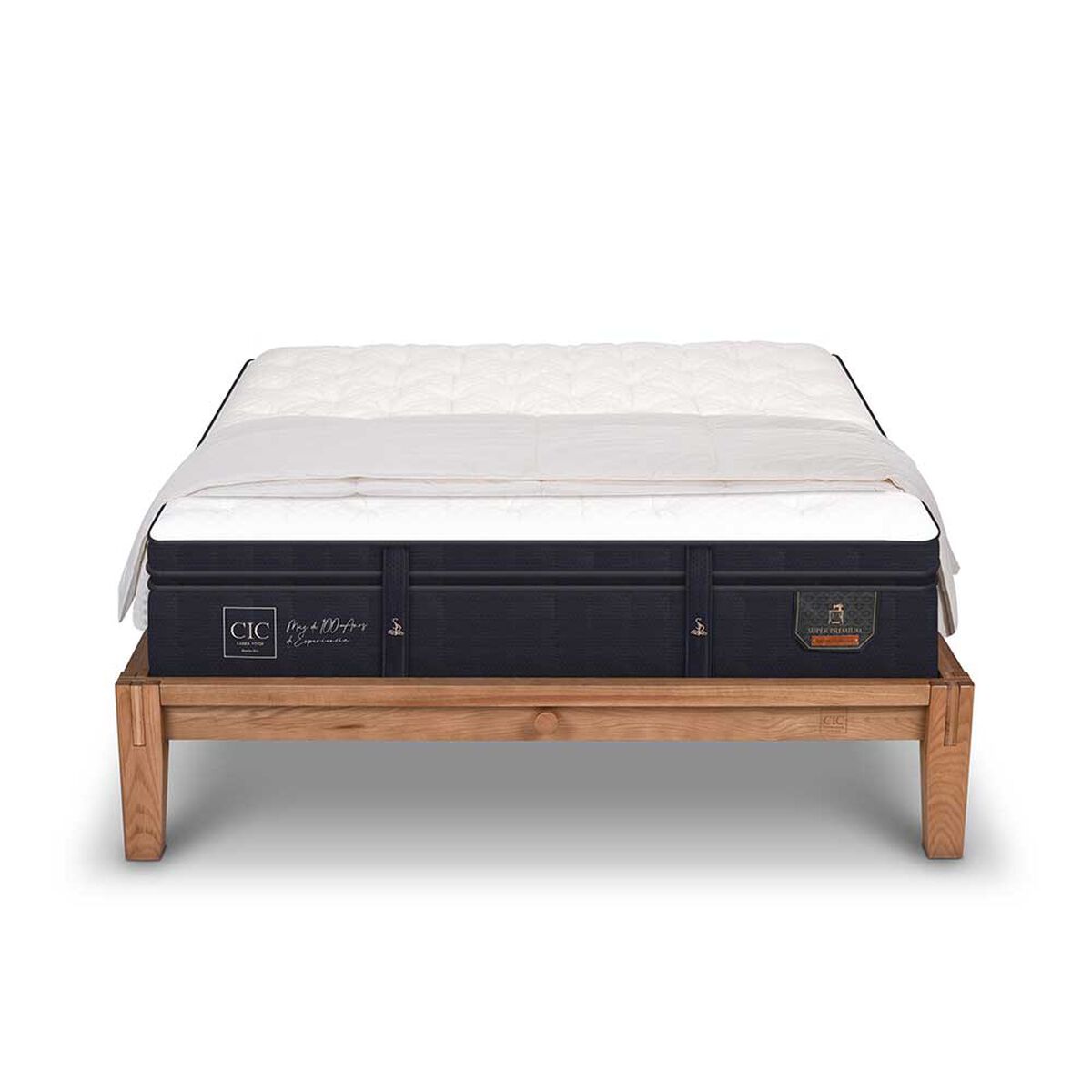 Cama Europea CIC King OAK Súper Premium + Plumón Ganso