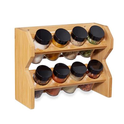 Imagen 1 del producto 8 Frascos Especiero Condimentos de Madera Vidrio Simplit Café