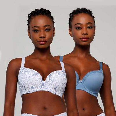 Imagen 1 del producto Pack 2 Sosten Copa D Intime Azul, Lavanda, Negro