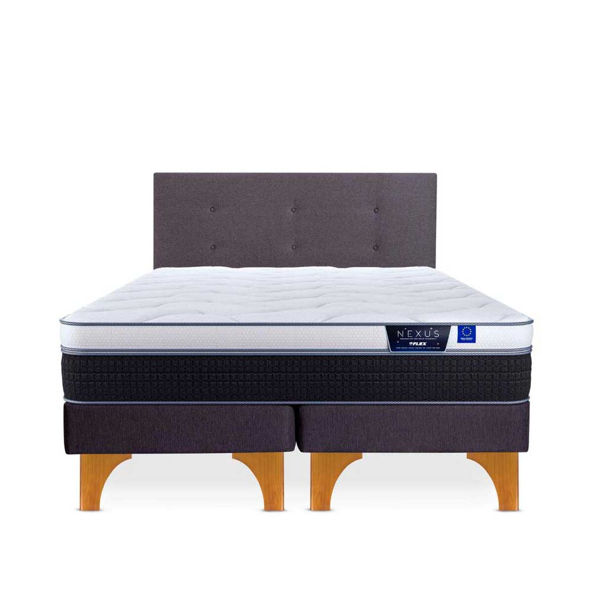 Cama Europea Flex King Nexus Base Dividida + Respaldo Royal Grafito