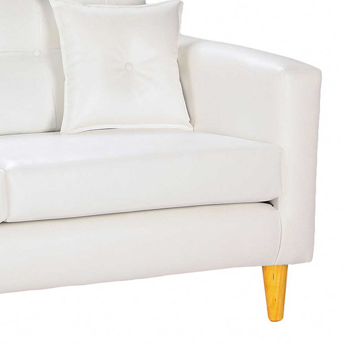 Juego de Living Bodevir New Retro PU 04 Sofá 3 Cuerpos + Dos Pouf 1 Cuerpo Blanco 