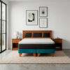 Cama Europea Latam Home 2 Plazas New Top Azul Petroleo + Maderas Altair