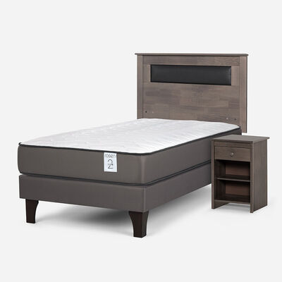 Imagen 2 del producto Cama Europea Rosen 1 Plaza New Style 2 Plus + Respaldo + Velador Ferrara
