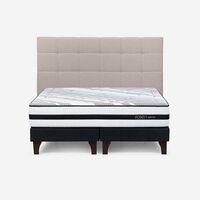Cama Europea Rosen Super King Driven + Respaldo Issey Niebla