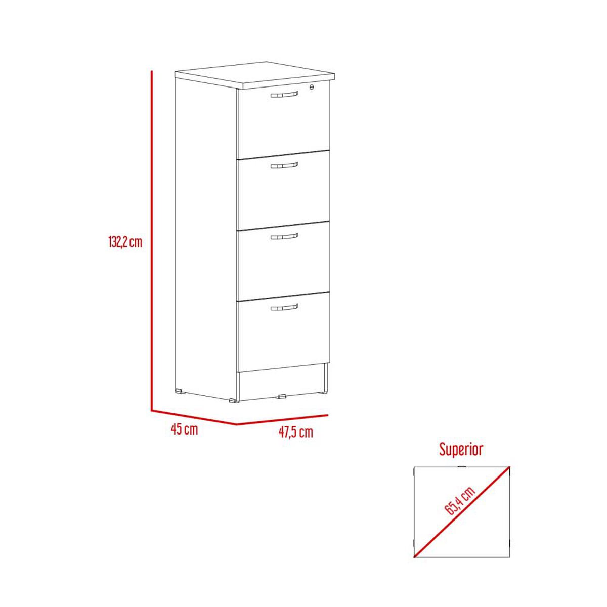 Mueble Archivador TuHome Home Office 1 Puerta 4 Cajones Negro Soft Coñac