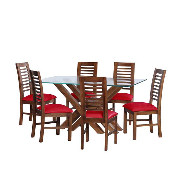 Juego de Comedor Latam Home Merida 6 Sillas Rojo