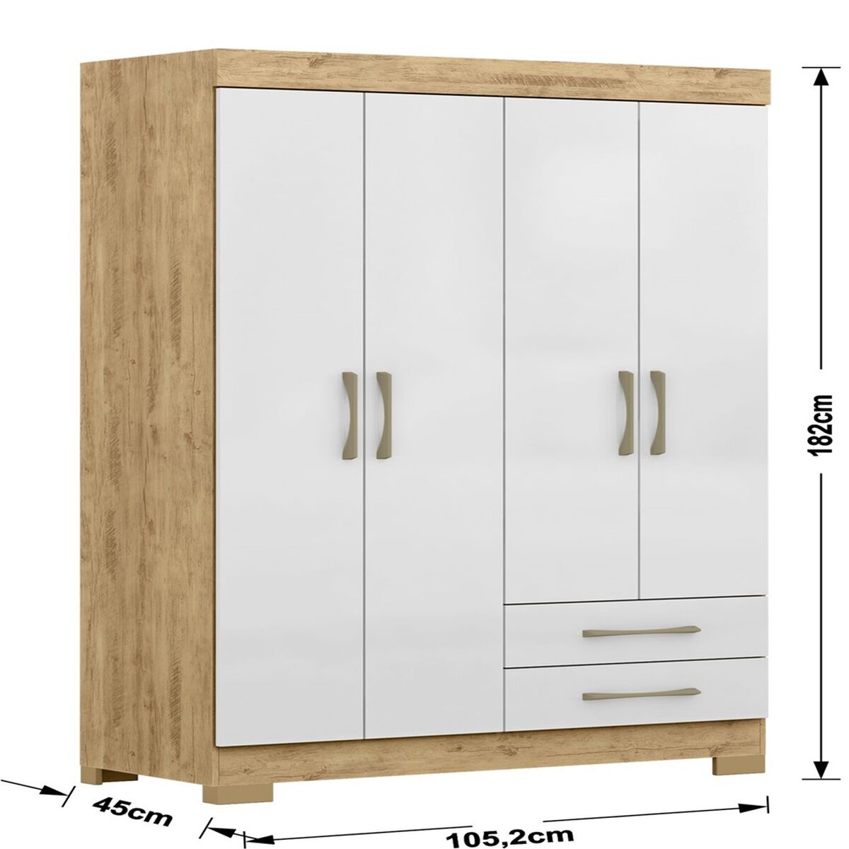 Closet Di Poretti Escocia 4 Puertas 2 Cajones Café y Blanco