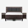 Cama Europea Rosen Base Dividida 2 Plazas New Ergo T + Respaldo Rachel Gris + 2 Veladores