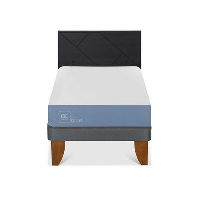 Cama Europea CIC 1 Plaza Excellence + Respaldo Villarrica Negro