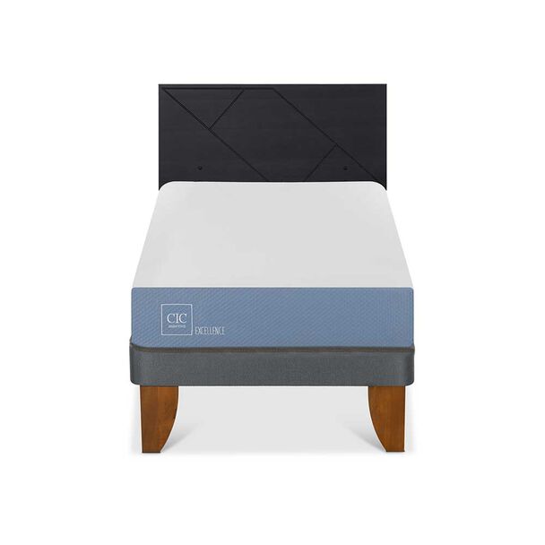 Cama Europea CIC 1 Plaza Excellence + Respaldo Villarrica Negro
