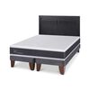 Cama Europea CIC Base Dividida 2 Plazas Ortopedic + Respaldo Milan Negro