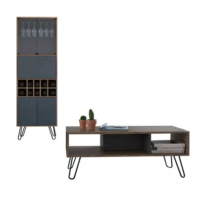 Imagen 2 del producto Combo Bar Alto + Mesa de Centro TuHome Vassel Miel Plomo