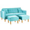Juego de Living Bodevir New Retro Felpa 04 Sofá 3 Cuerpos + Dos Pouf 1 Cuerpo Turquesa 