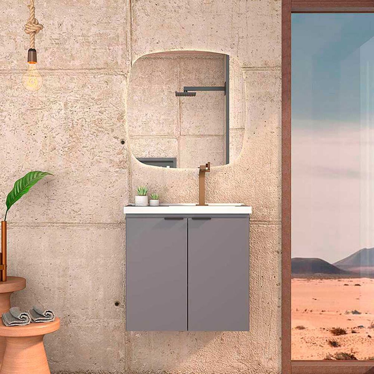 Vanitorio + Lavamanos Vekkahome Aster 60 Gris