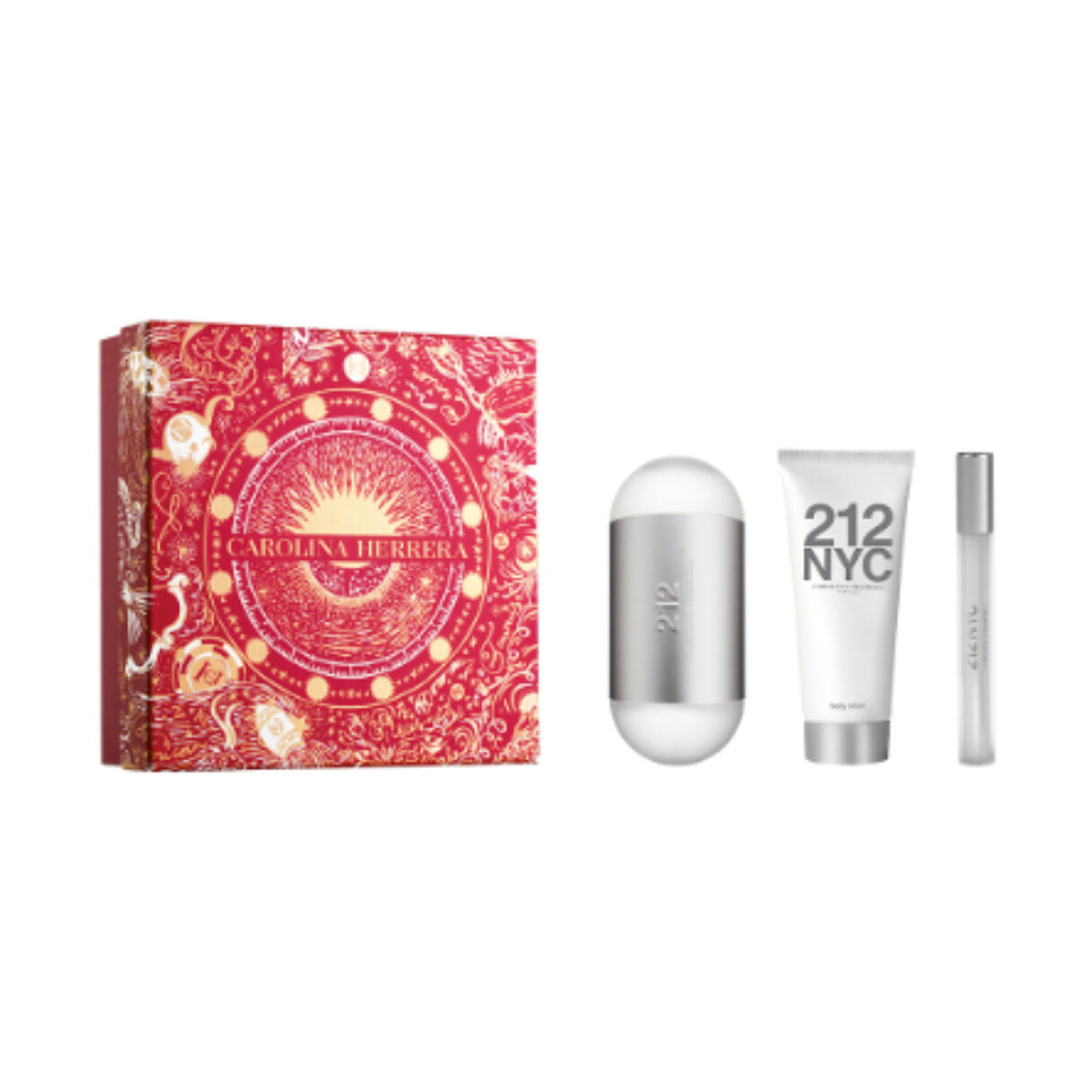 Set Perfume Mujer 212 EDT 100ML + Body Lotion 100ML+ Megaspritzer Carolina Herrera