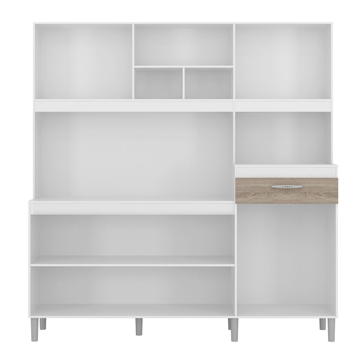 Mueble de Cocina Vekkahome Bisel 8 Puertas 1 Cajón Café Blanco