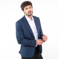 Vestón Lino Regular Hombre Zibel Azul