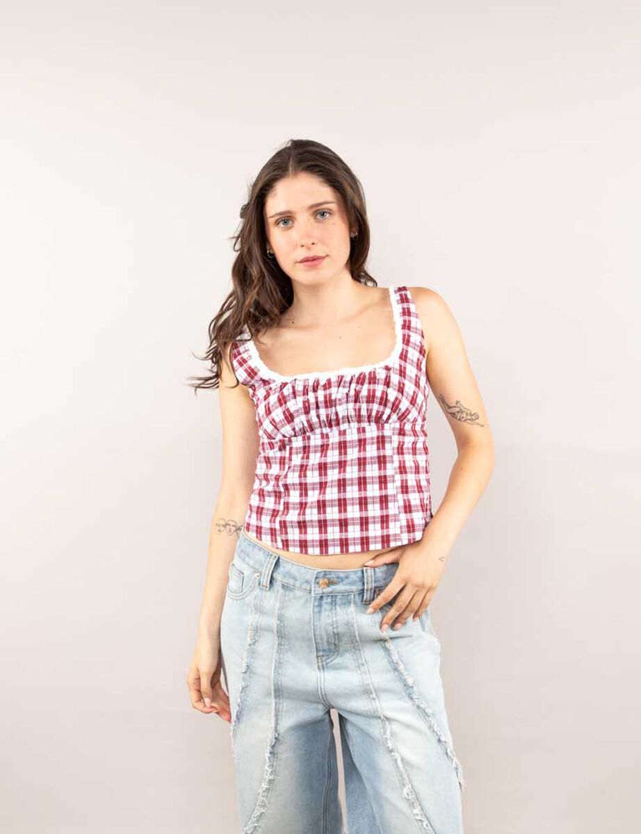 Polera Tartán Sin Mangas Mujer Icono