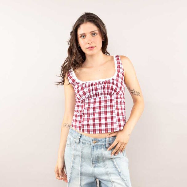 Polera Tartán Sin Mangas Mujer Icono