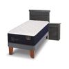 Cama Europea CIC 1,5 Plazas Premium + Respaldo + Velador Dublin