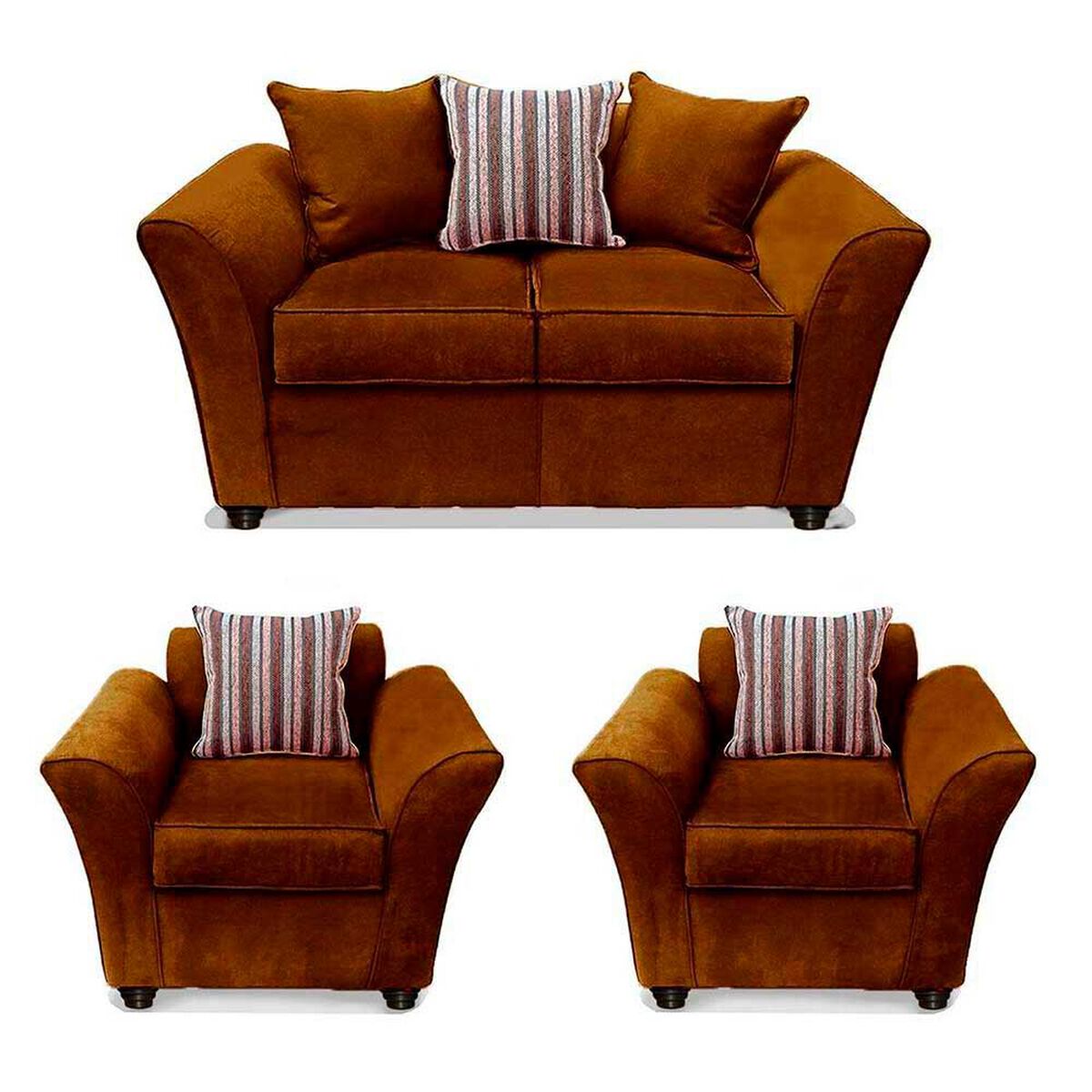 Juego de Living Elegant Detail Minesota Sof&aacute; 2 Cuerpos + Dos Sillones 1 Cuerpo Caf&eacute;