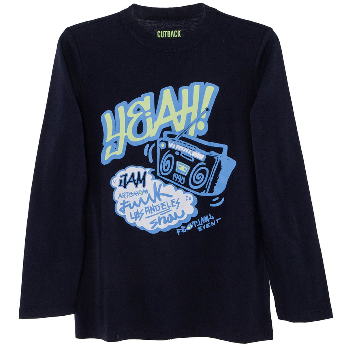 Polera Estampada Manga Larga de Algodón Niño Cutback