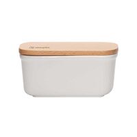 Mantequillero de Cerámica Tapa Bamboo 300 ml Simplit Blanco