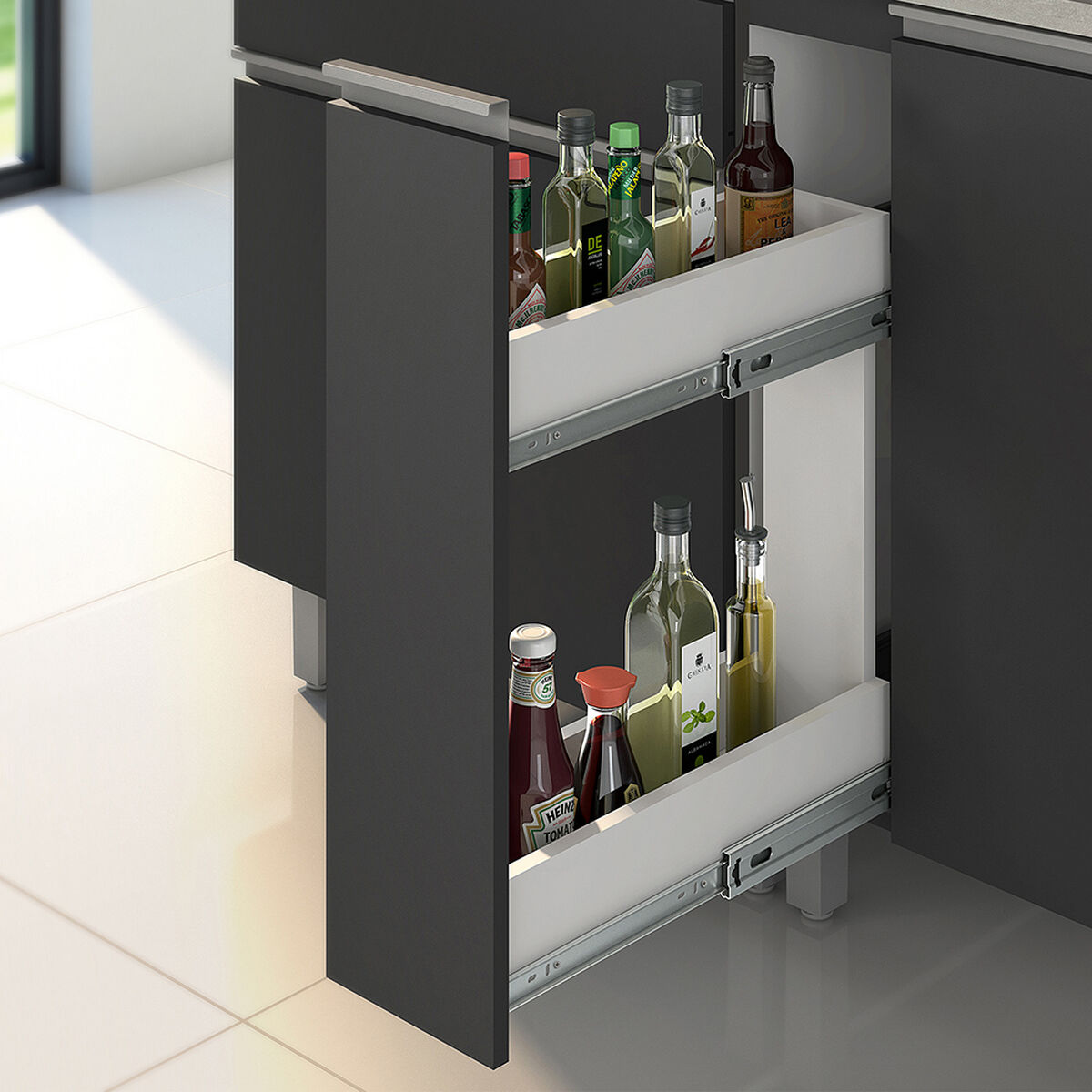 Mueble de Cocina Glory Negro 4 Puertas 6 Cajones