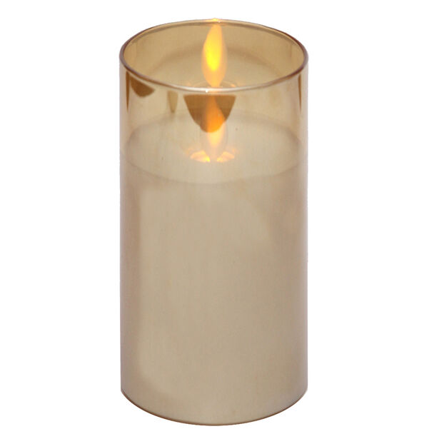 Candelabro Vidrio Con Vela Led Luz Vgo Amarillo Degrade