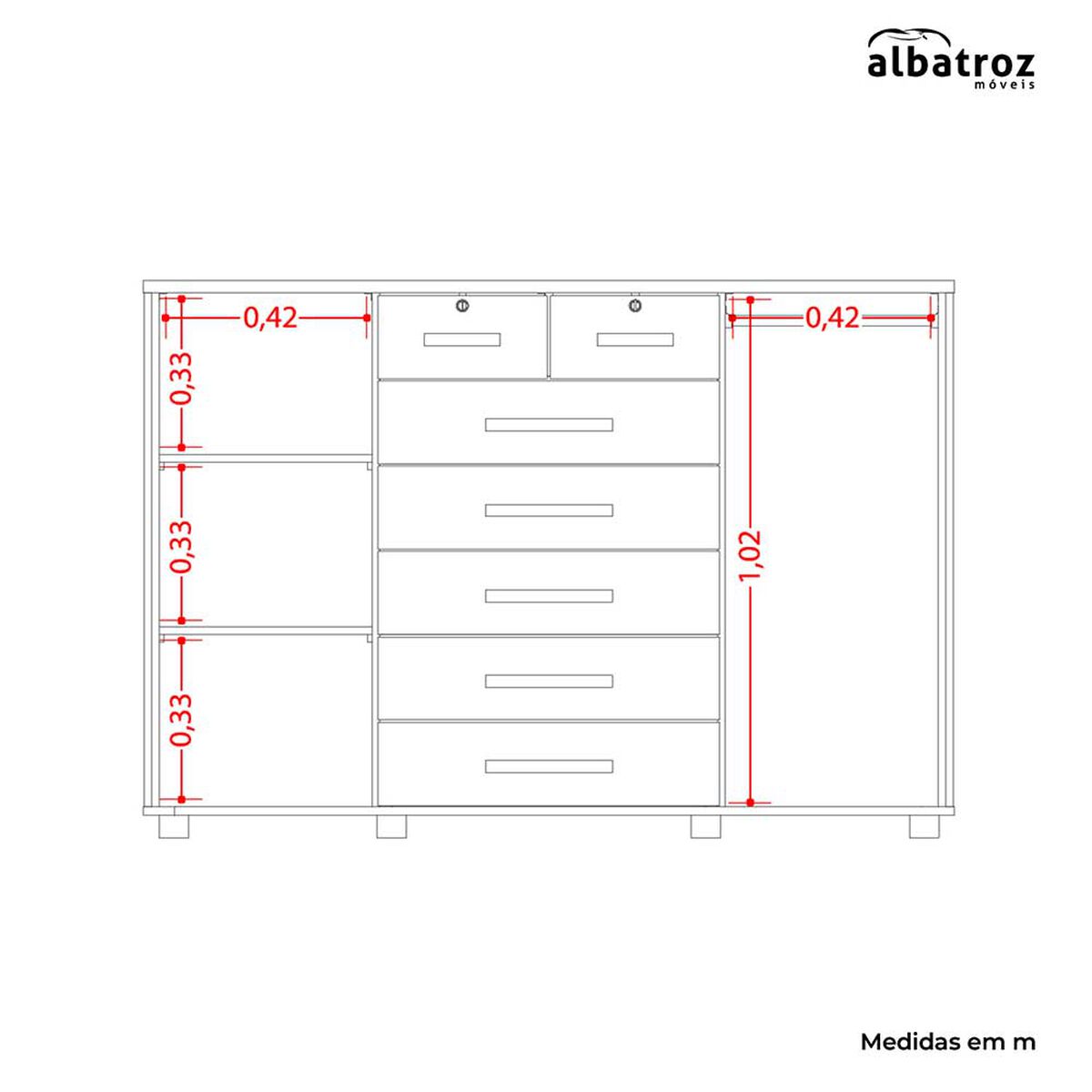 C&oacute;moda Vekkahome Fontana 7 Cajones + 2 Puertas Blanco