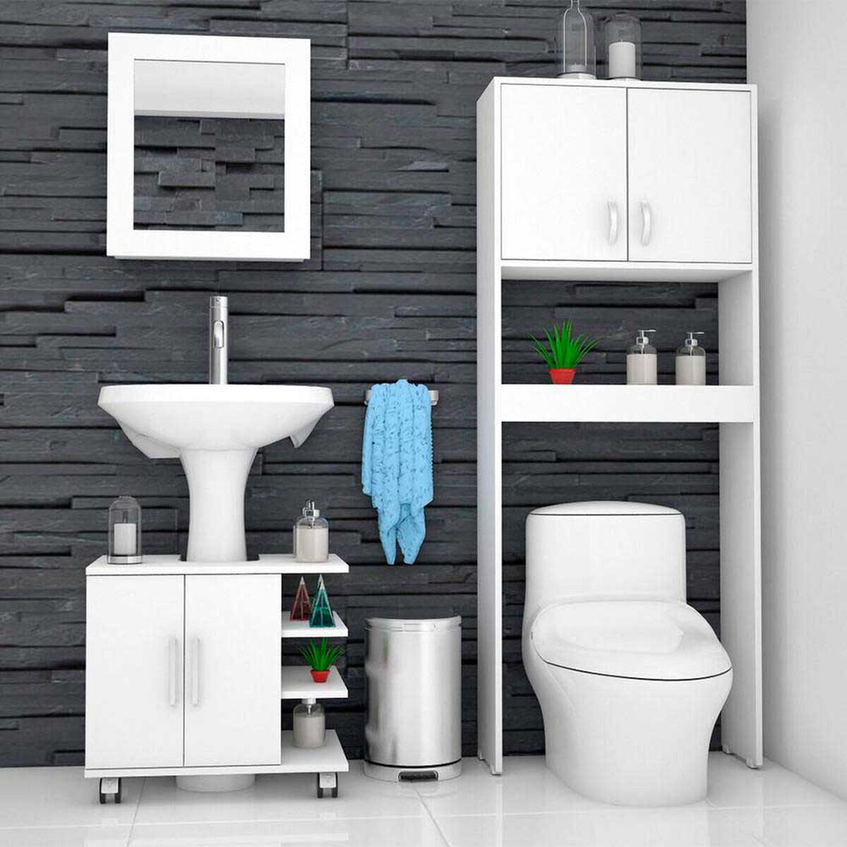 Mueble Lavamanos + Botiqu&iacute;n + Mueble Optimizador Tuhome