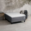 Cama Europea Celta Base Dividida 2 Plazas Carbono + Respaldo + 2 Veladores Alba White