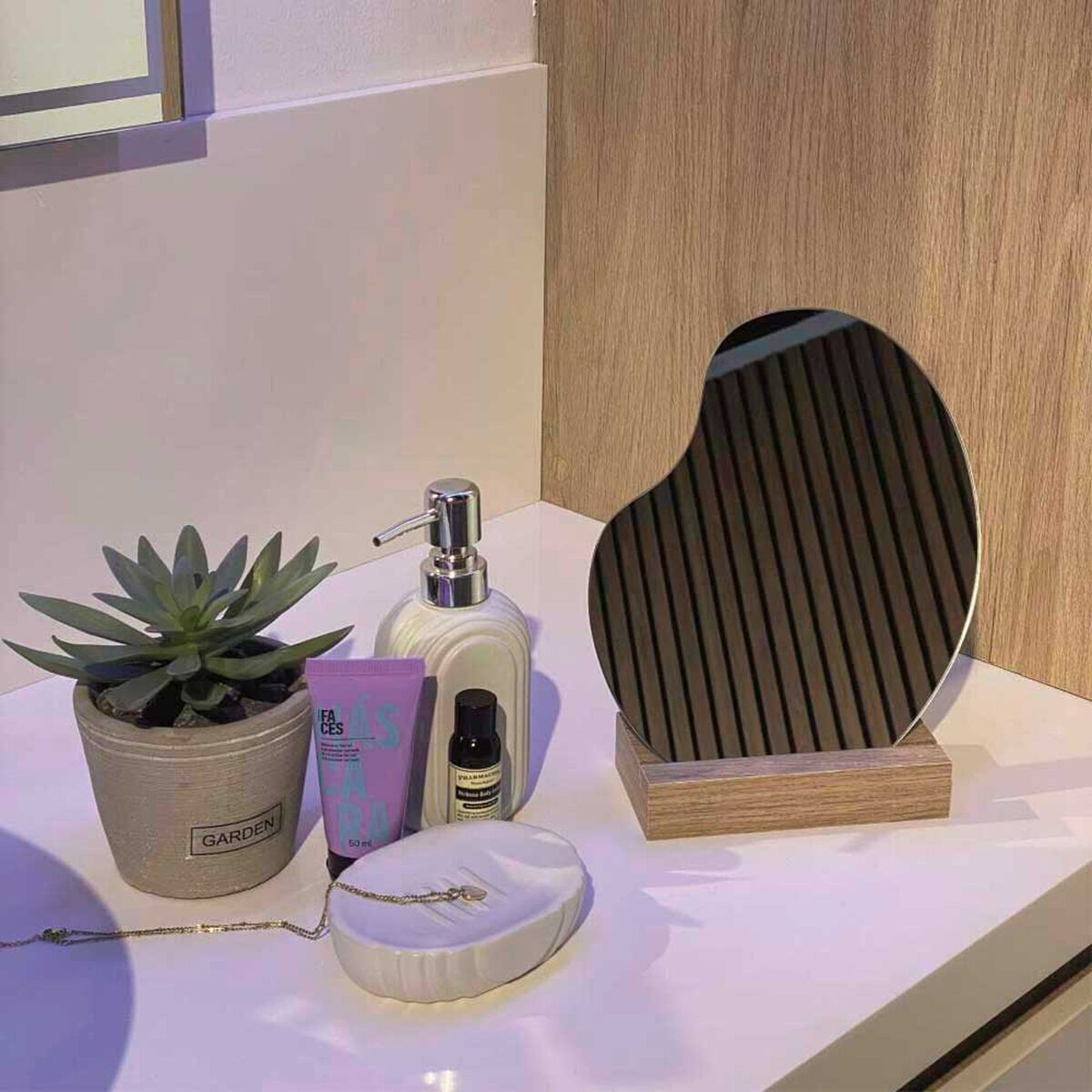 Espejo Base Madera TuHome Bean 25 x 21 cm