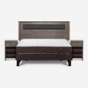Cama Europea Rosen 2 Plazas New Ergo T + Respaldo Ferrera Gris + 2 Veladores