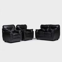 Juego de Living Almore Belén Sofá 2 Cuerpos + Dos Sillones 1 Cuerpo Negro