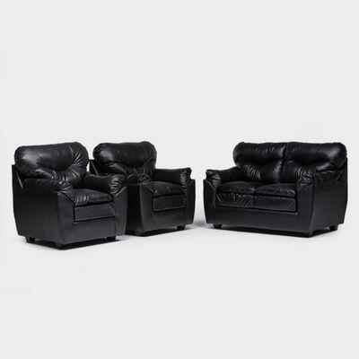 Imagen 1 del producto Juego de Living Almore Belén Sofá 2 Cuerpos + Dos Sillones 1 Cuerpo Negro