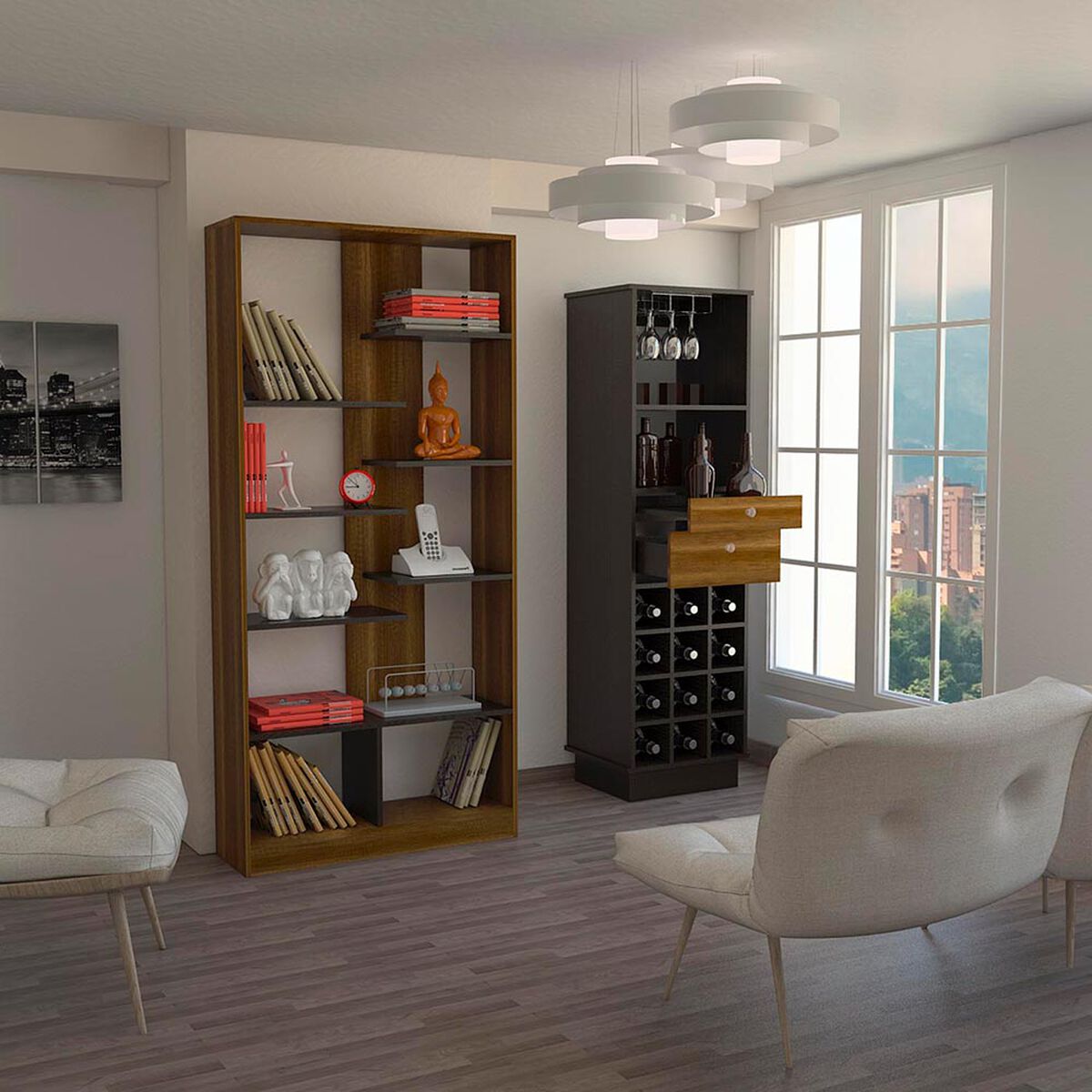 Mueble Bar +Biblioteca TuHome Classic