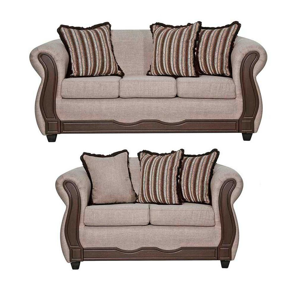 Juego de Living Black Factory Sofia 5 Cuerpos Beige