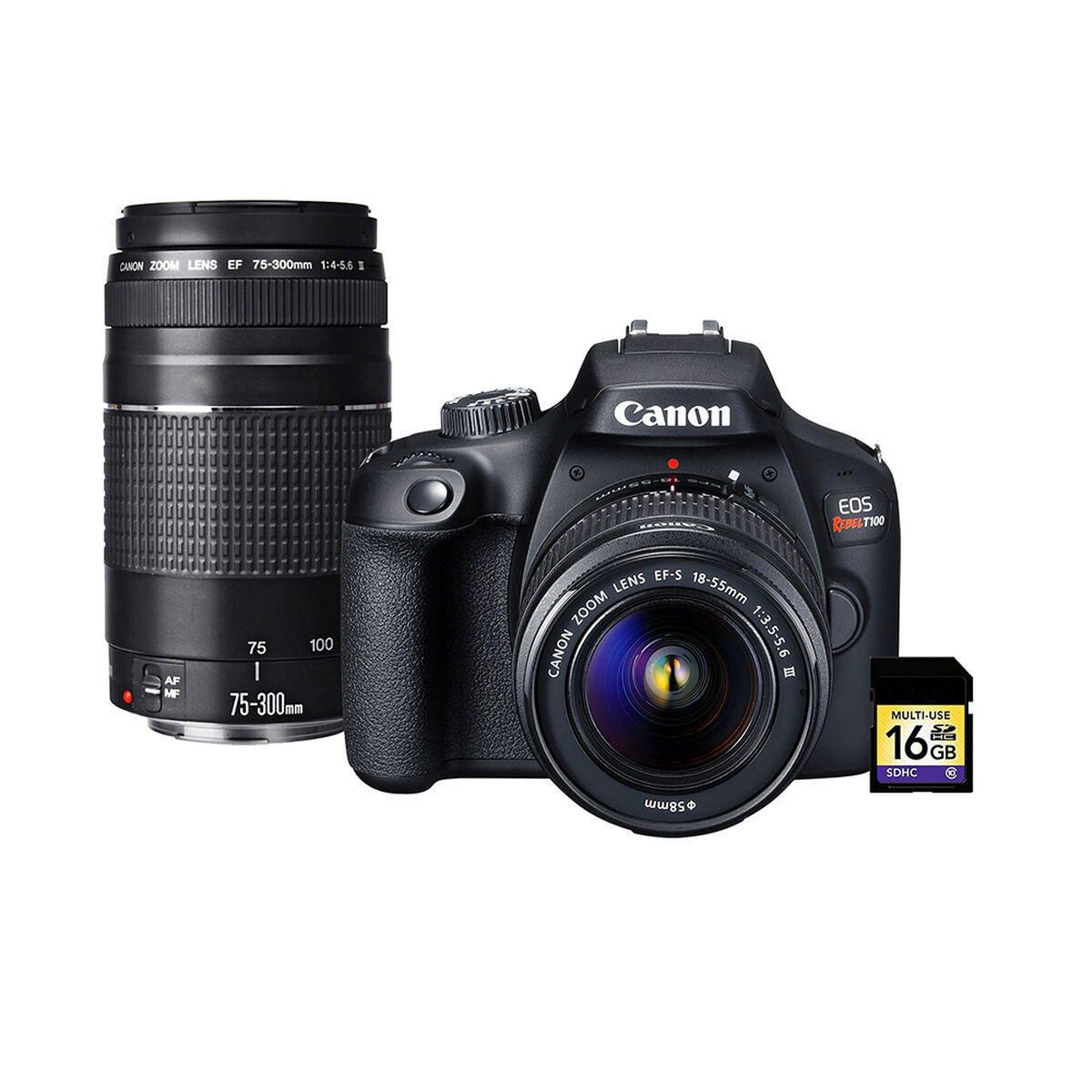 Kit Cámara Réflex Canon EOS Rebel T100 + Lente 75-300mm
