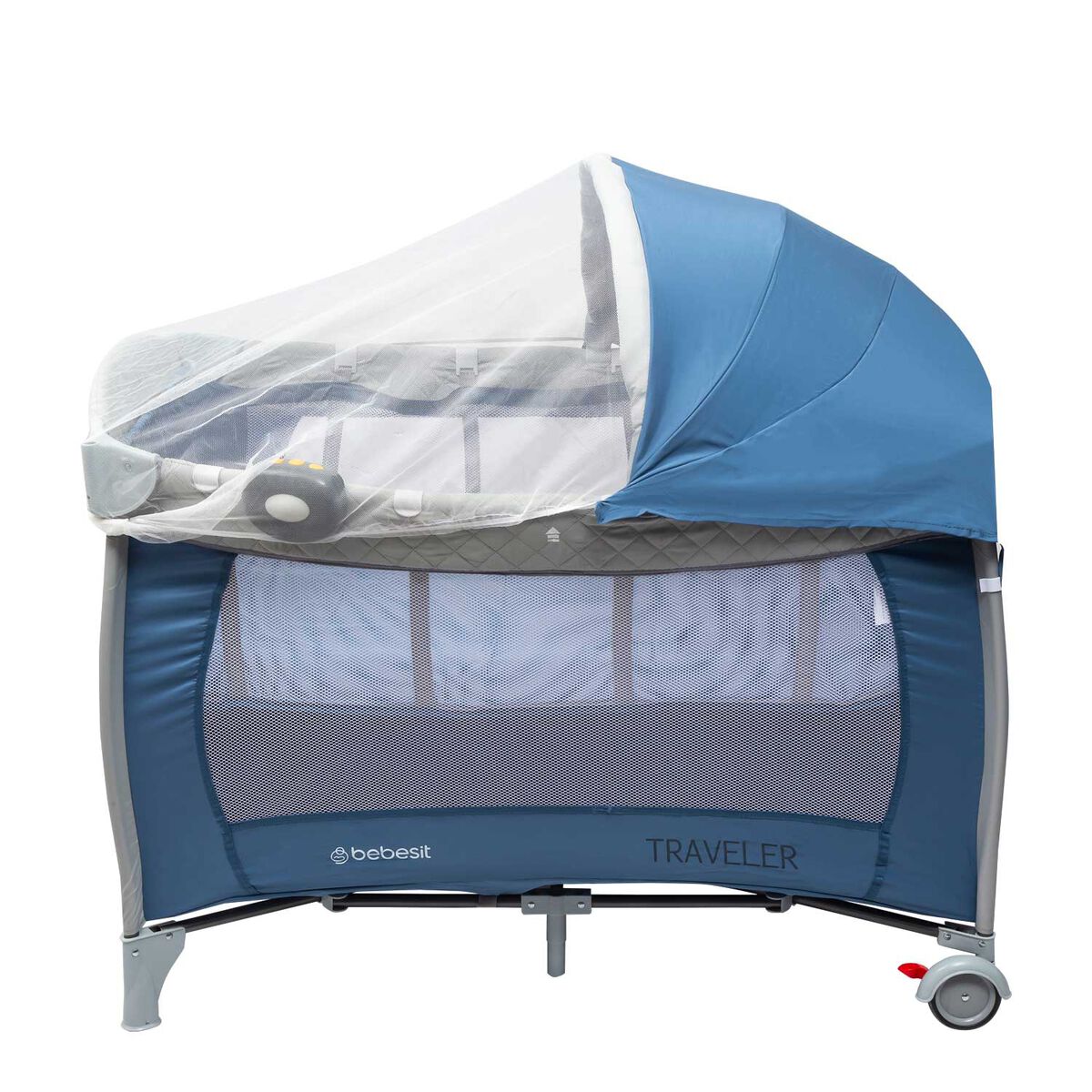 Cuna Corral Con Mudador Pack & Play Traveler Azul Bebesit